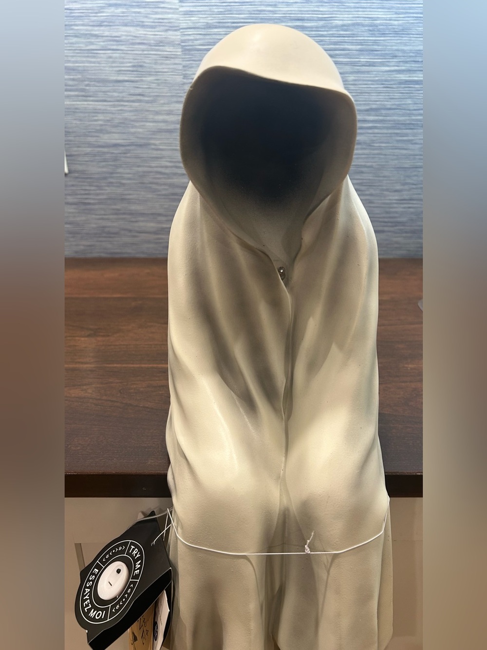 Raz Halloween Ghost Shelf Sitter Spirit Phantom Seated 22" x 9" Large White Hood